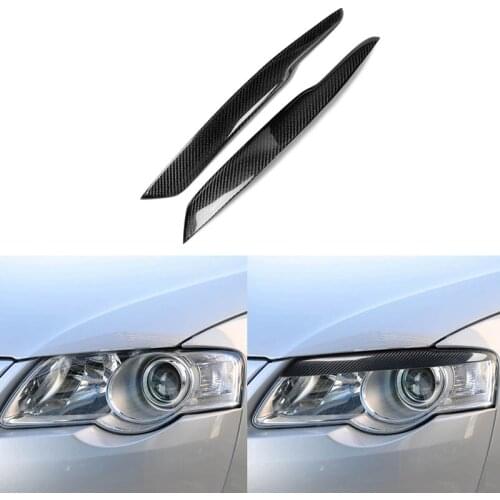 For Volkswagen VW Passat B6 3C 2005-2010 Real Carbon Fiber Headlight Cover Eyebrows Eyelids Car Sticker Trim Headlight Protector