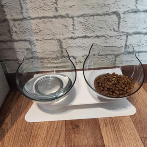 Non Slip Double Cat Bowl With Raised Stand Pet Food Cat Feeder Protect Cervical Vertebra Cat Food Bowl For Dogs Pet Products