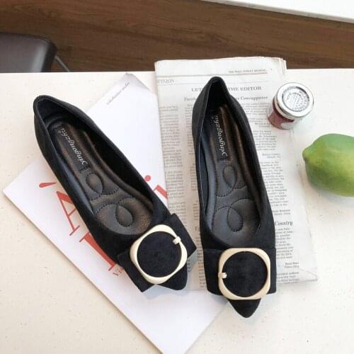 New Women Shoes Fashion Metal Spring Flat Shoe Mature Sexy Professional Woman Joker Comfort Office Shoes Female Leisure W38-52