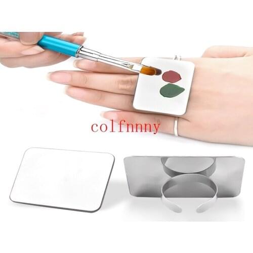 New Arrival 200pcs/lot Nail Art Makeup Cosmetic Stainless Steel Paint Mix Palette Ring Tool