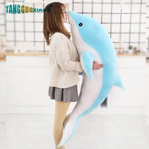 50-120cm Cute Dolphin Plush Toys Pillow Sea Ocean Animal Doll baby Sleep Partner Sofa backrest Kids Girl Birthday Xmas Gift