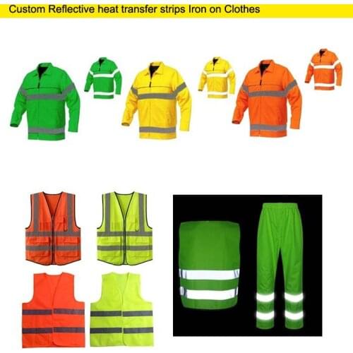 Custom Soft Reflective Stripes Lable Iron-on Clothing Safe Warning Strip Bag/clothes/shoes/Sports Shirts Heat Transfer Stickers