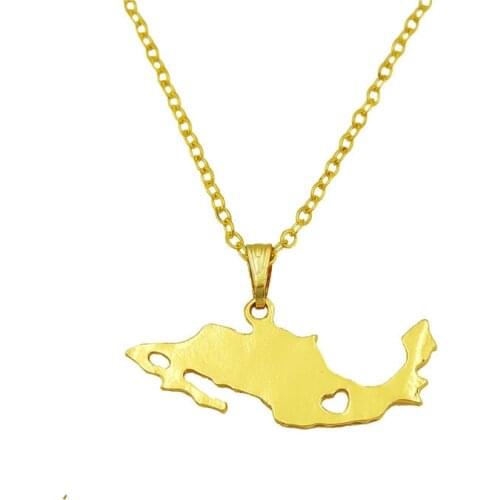 Drop Shipping Mexico Map Necklace Women Trendy Charm Mexican Jewelry Accessory Chain Choker Necklace Gift Gold Color
