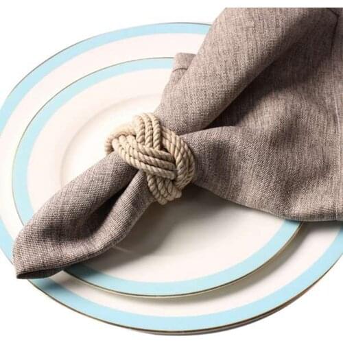 12Pcs Natural Jute Napkin Loop Cord Woven Napkin Buckle Corded Napkin Buckle Waxed Twine Napkin Loop