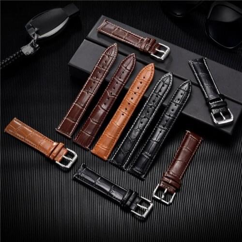 Business Embossed Genuine Leather Straps Watch Accessories Handmade Bamboo Pattern Watchbands 16mm 18mm 20mm 22mm 24mm