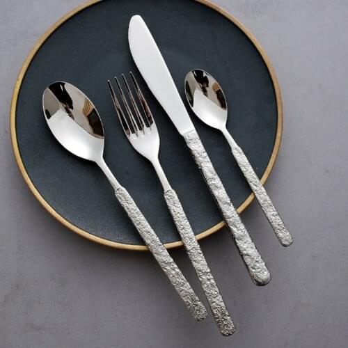 Silver Fork Knife Reusable Portable Cutlery Stainless Steel Silver Cutlery Set Bestek Stainless Steel Nordic Tableware BK50DC