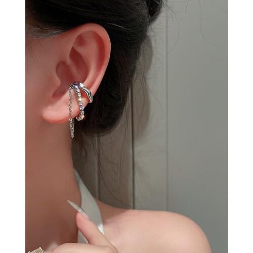 2021 New Arrival Shining Zircon Inlaid Ear Cuff Clip Earring for Women Exquisite Small Geometric No Pierced Earring Jewelry