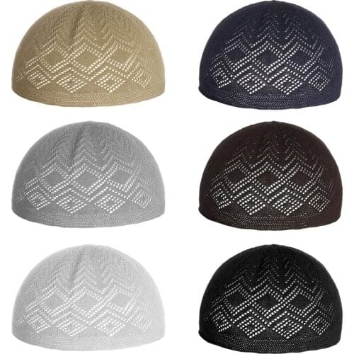 1Pc New Muslim Men Prayer Hats Beanie Turkish Arabic Knitted Hat Islamic Caps Headscarf Clothing Arab Crochet Islamic Fashion