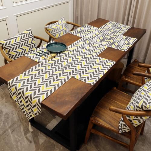 Modern Table Runner stripes pattern With Tassel Cotton Linen Fabric Table Top Decor Home Table Runner For Home Wedding Party