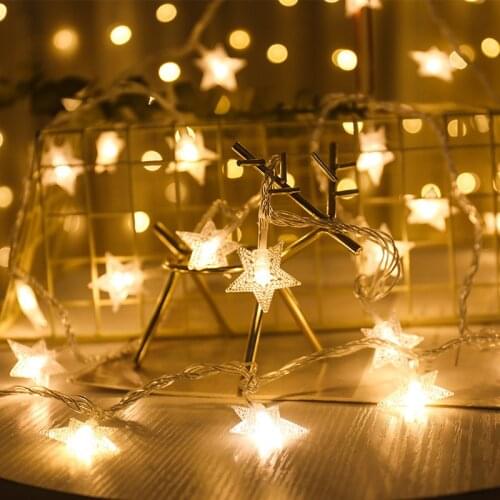 10/20/40 Leds Star Shaped LED String Lights Battery Operated Garland Christmas Decoration Wedding Holiday Party Fairy Lights