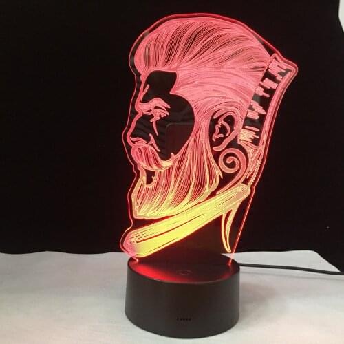 Beauty Salon Hairdresser Store Sign Barber Shop Business 3D LED Night Light Creative Night Lamp Optical illusion Table Light