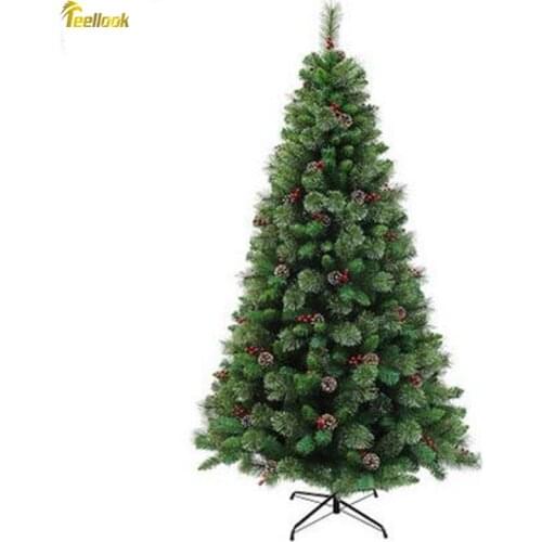 Teellook 1.2M / 3.0M meters flowering Christmas pine fruit mixed Christmas tree festival hotel shopping mall home decoration
