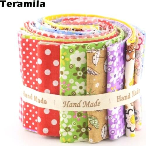 Teramila New Arrivals Colorful Design 7 PCS / Lot 9CMx50CM Sewing Material Cotton Jelly Rolls Strips Plain Fabric Patchwork
