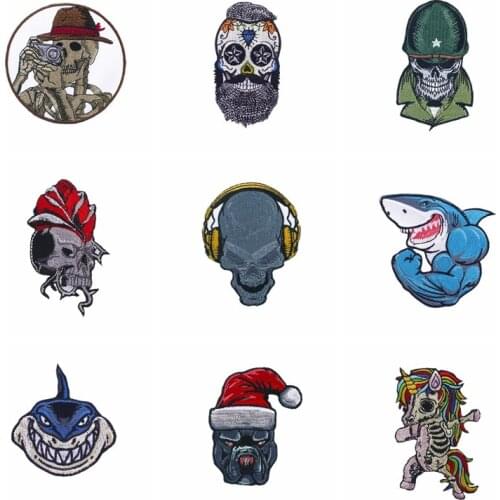 Punk Skull Patches Embroidered Patch For Clothing For Jacket Accessories Applique Decor Patches On Clothes Clothing Applique