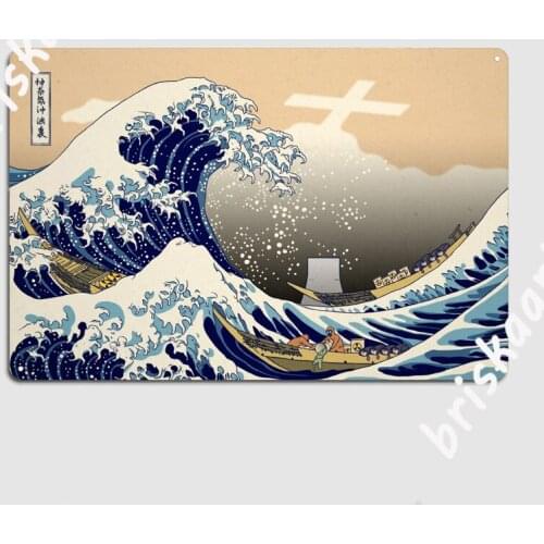 Japan Nuclear Water Off The Great Wave Metal Signs Cinema Club Bar Painting Decor Environmental Protection Tin sign Posters