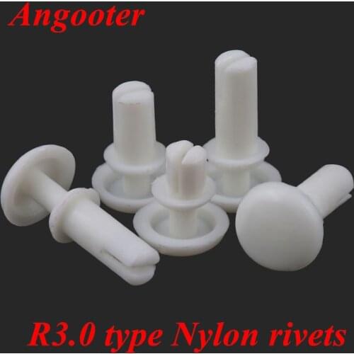 100pcs R3035 R3045 R3055 R3065 R3075 R3080 R3090 R3100 R3.0 Type Nylon Rivets for PC Board Pass Plastic Card Buckle Rivet fasten