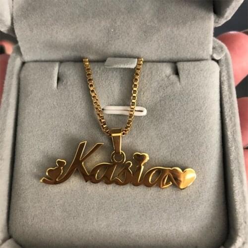 Gold Box Chain Custom Jewelry Personalized Name Pendant Nameplate Necklace Handmade Cursive Choker Women Men Bijoux BFF Gift