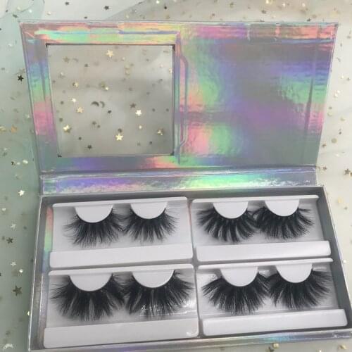 25mm mink lashes with 4 pairs lashes book dramatic long lashes gorgeous holographic packing 3D mink lashes