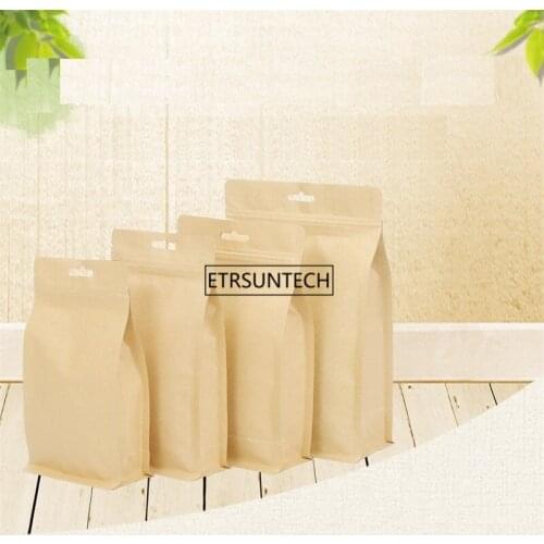 300pcs kraft Paper Zipper Bag for Gifts Tea Candy Jewelry Bread Packaging Paper Food Storage Bag