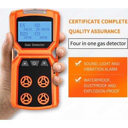 Multi Gas Detector Gas Meter O2 H2S CO LEL 4 in 1 Oxygen Hydrogen Sulfide Carbon Monoxide Combustible Gas Leak Detector