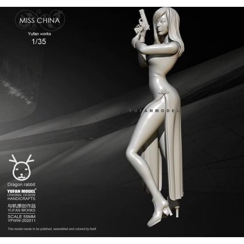 55mm1/35 Resin Figure Kits Yufan Model Cheongsam female self-assembled YFWW35-2047