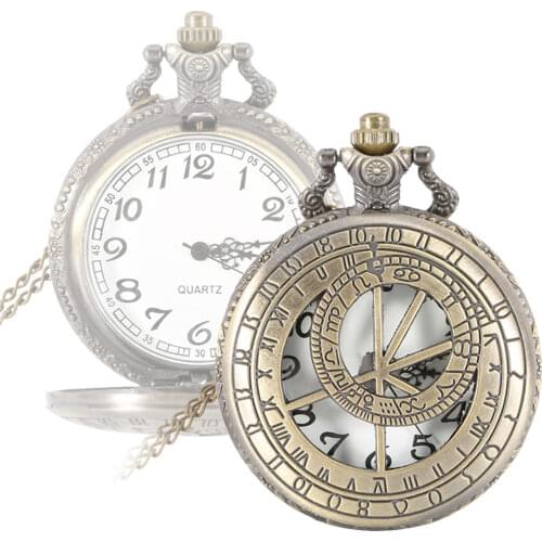 Unisex Pocket Watch Retro Steampunk Round Quartz Pocket Watch Roman Number Hollowed Case Clock Gifts with Chain LL@17