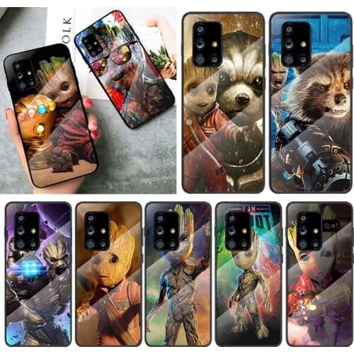 Tempered Glass Cover Hot Marvel Guardians Groot For Samsung Galaxy A91 A81 A72 A71 A52 A51 A41 A31 A21S A11 A01 Phone Case