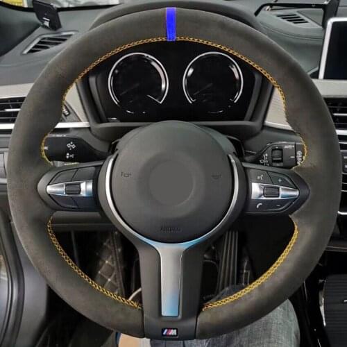 Black Suede Steering Wheel Cover for BMW F87 M2 2016-2018 / F80 M3 2015-2018 / F82 M4 2015-2018 / M5 2014-2017 / F12 F13 M6 F85