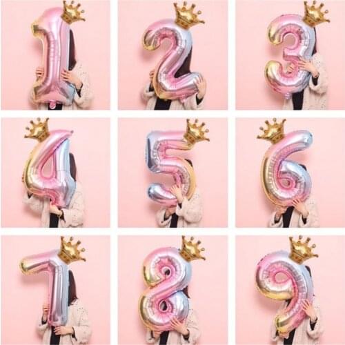 1 PC 32inch Rainbow number Foil Balloons air Balloon birthday party decorations kids Rose gold pink silver blue 0-9 Digit ball