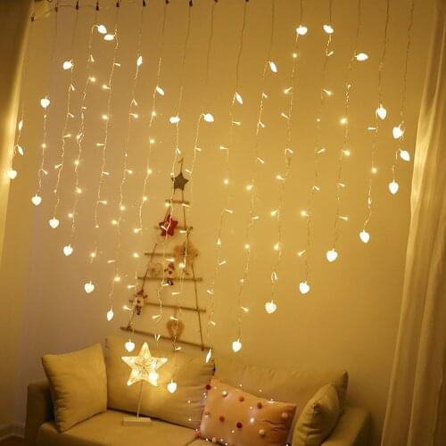 Heart Shape Curtain Lights 112 LED 8 Modes Waterproof Twinkle String Home Decor Lights for Bedroom Wedding Valentine Wall D30
