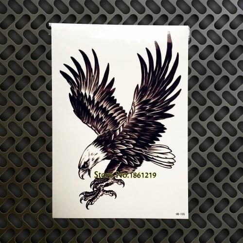 Hot Sale Flying Eagle Temporary Tattoo Women Men Large Body Chest Tattoo Sleeve GB105 Wall Sticker Summer Henna Hawk Tatoo Taty