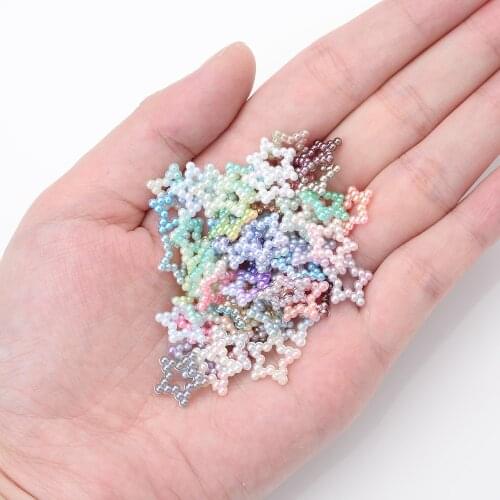 IYOE 100pcs/Lot 10mm Shiny Abs Star Beads Multicolor Imitation Pearls Beads Flatback For Making Hairpin DIY Art Scrapbooking