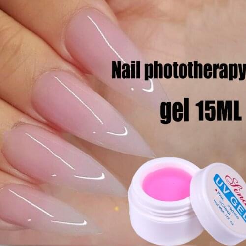 Nail Art Phototherapy Glue Quick Building Nail Extension Gel Acrylic White Pink UV Gel Manicure Nail Art Prolong Forms Tips 15ML