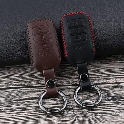 Leather Car Remote Key Case Cover For Honda Accord Civic 2017 2018 CRIDER Pilot Vezel Fit CR-V XRV Crosstour HRV JAZZ