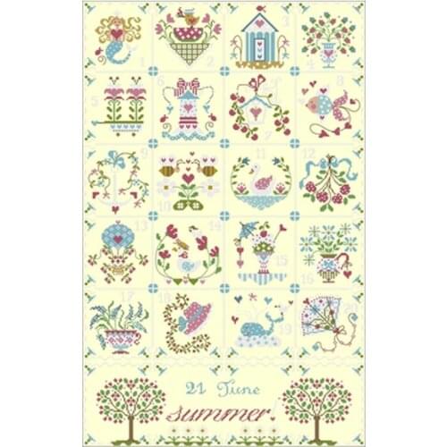Summer calendar Patterns Counted Cross Stitch 11CT 14CT DIY Chinese Cross Stitch Kits Embroidery Needlework Sets home decor
