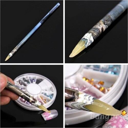 New Design Nails Tool Rhinestone Picker Wax Pencil Nail Art Dotting Pen 3D Rhinestones Studs Pen DIY Nail Salon Manicure Tool