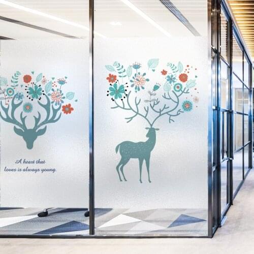 Frosted Window Film Privacy Glass Sticker for Kitchen Bathroom Toilet Door Nordic Deer Opaque Static Cling Sticker