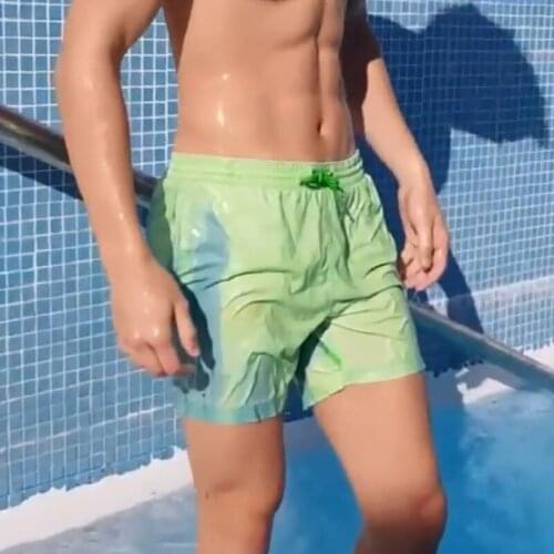 Color-Changing Beach Shorts Quick Dry Temperature Sensitive Shorts Pants Discoloration Board Swimming Shorts Swimwear Swimsuit