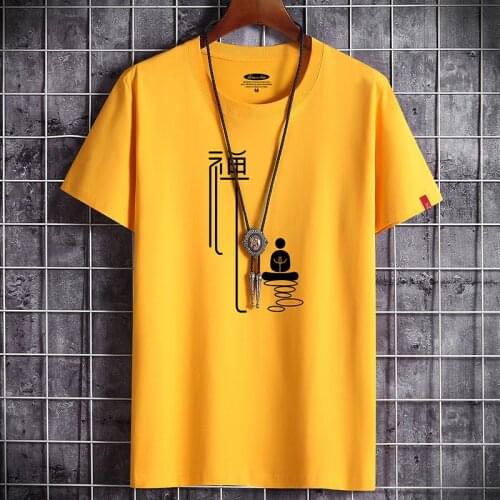 New Fashion Chinese Character Printed Mens T shirt, Solid Color Cotton Loose Large Size Rock O-neck Short-sleeved Kids Tops