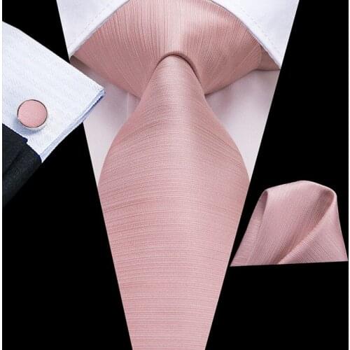 Hi-Tie Solid Pink Mens Tie Set 8.5cm Blue Silk Wedding Ties For Men New Design Hanky Cufflinks Quality Men Necktie