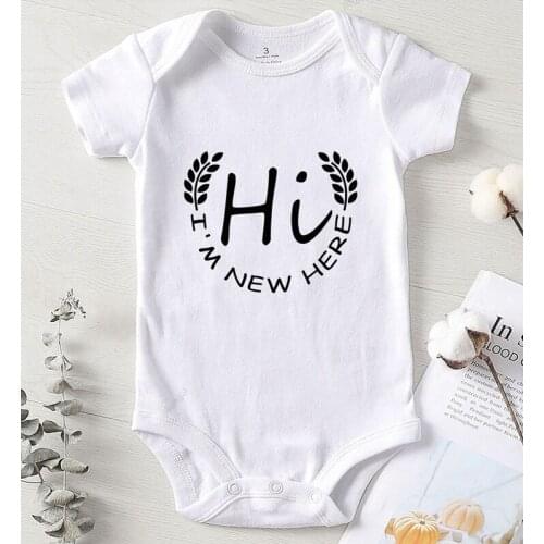 Newborn Clothing Toddler Romper Clothes for Baby Born Boy Girl Hi I'm New Here Prints Jumpsuit Kids Autumn Baby Shower Gifts