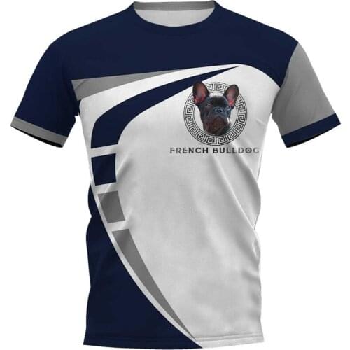 French Bulldog 3D Full Printed Dog Face Logo Tee Shirt Summer Mens T-shirt Unisex Short Sleeve Polyester Tops TX-01