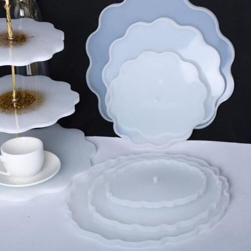 DIY 3 Layer Silicone Flower Wave Fruit Tea Tray Holder Ornament Craft Decor Mold Flower/Wave Shape Fruit/Tea Tray DIY Craft Deco