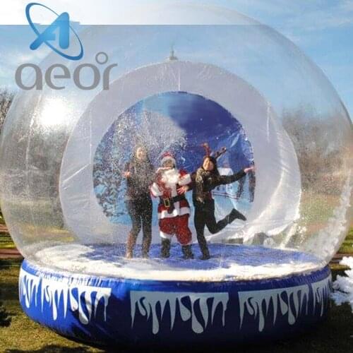 Aeor Christmas Decoration Inflatable Snow Globe Clear Bubble Tent with Air Mattress Printed Background for Party Rentals