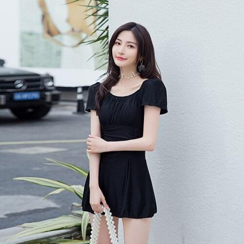 High Waist Swimwear One Piece Girl Swimsuit Push Up Korean Swim Wear Sexy Female Womens Swimming Suit Closed 2021 Beach Black