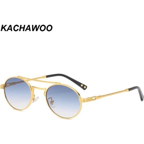 Kachawoo metal retro sunglasses men green blue mirror lens round sun glasses for women European style Summer uv400 best seller