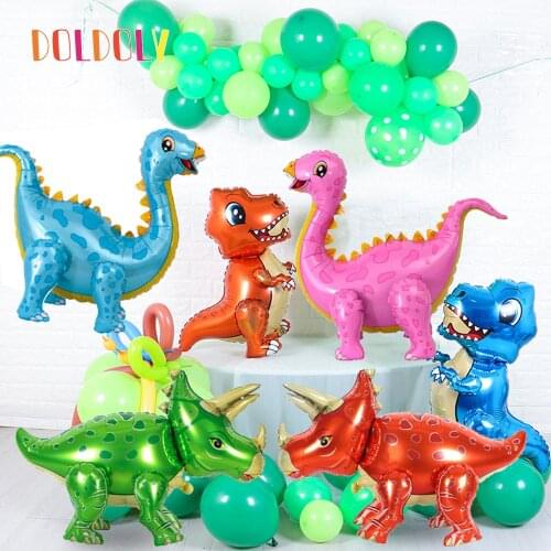Standing Green Dinosaur Foil Balloons Child Birthday Decoration Surprise Party Baloons Banner Jungle Animal Part Supplies Globos