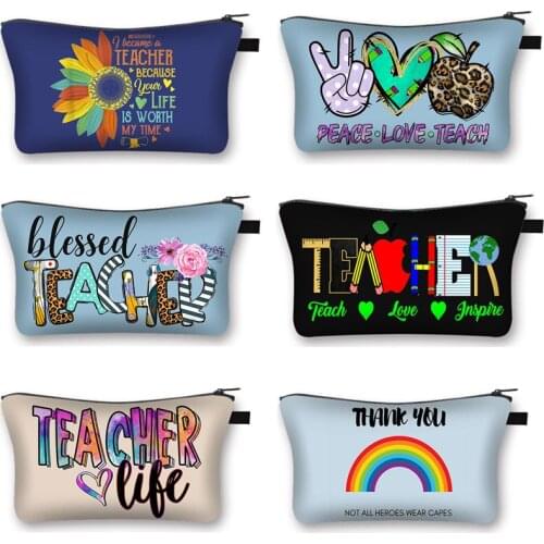 Teacher Rainbow Kit Makeup Bag Preschool Elementary High School Graduation Back To School Teachers' Day Cosmetic Bags Best Gift
