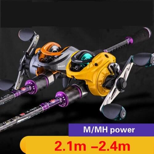 2.1M 2.4M Carbon Fiber Lure Rod Double Rod Tip M/MH Power Spinning Casting Olta Distance Throwing Poles Telescopic Fishing Stick