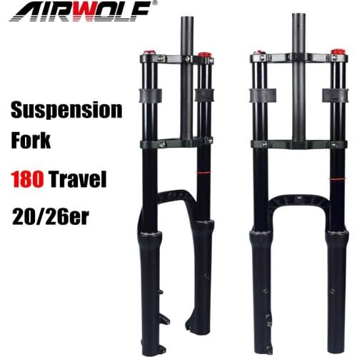 Air Fat Bike Fork 20 Inch Mtb Suspension Forks 20er*4.0inch Travel 180mm Stragiht Tube QR 135*9mm DH Mountain Bicycle Front Fork